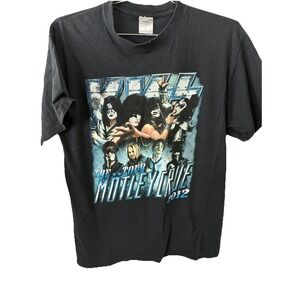 KISS Motley Crue 2012 Tour‎ T-Shirt Short Sleeve Men's Large Black Soffe Tag